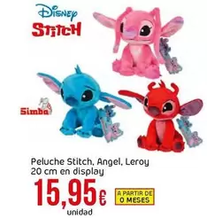 Oferta de Disney - Peluche Stitch, Angel, Leroy 20 Cm En Display por 15,95€ en Froiz