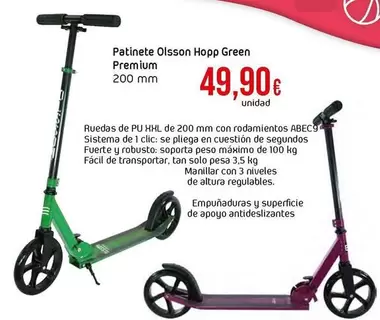 Oferta de Premium - Patinete Olsson Hopp Green por 49,9€ en Froiz