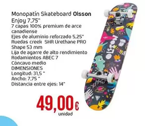 Oferta de Monopatín Skateboard Olsson por 49€ en Froiz