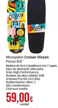 Oferta de Grip - Monopatín Cruiser Olsson Focus por 59€ en Froiz