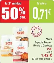 Oferta de Sos - Arroz Especial Postres Risotto O Caldosos por 1,42€ en Masymas