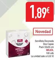 Oferta de Selex - Servilleta Decorada Dos Capas por 1,89€ en Masymas