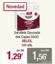 Oferta de Selex - Servilleta Decorada Dos Capas por 1,29€ en Masymas