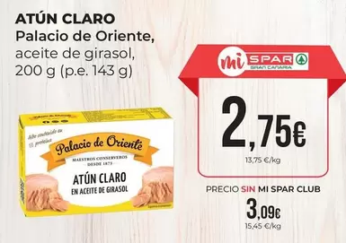 Oferta de Palacio de Oriente - Atun Claro por 2,75€ en SPAR Gran Canaria