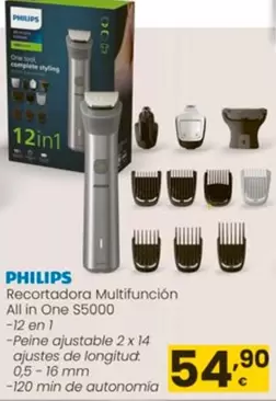 Oferta de Philips - Recortadora Multifuncion All In One S5000 por 54,9€ en Eroski