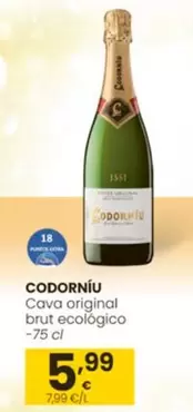 Oferta de Codorniu - Cava Original Brut Ecologico por 5,99€ en Eroski