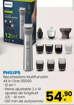 Oferta de Philips - Recortadora Multifuncion All In One S5000 por 54,9€ en Eroski