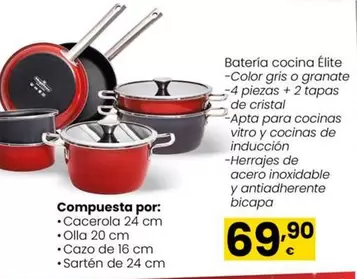 Oferta de Cristal - Batería Cocina Elite por 69,9€ en Eroski