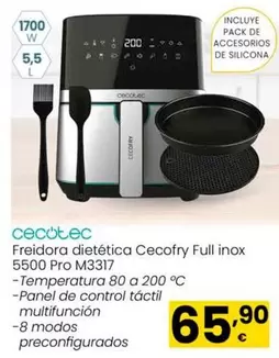 Oferta de Cecotec - Freidora Dietetica Cecofry Full Inox 5500 Pro M3317 por 65,9€ en Eroski