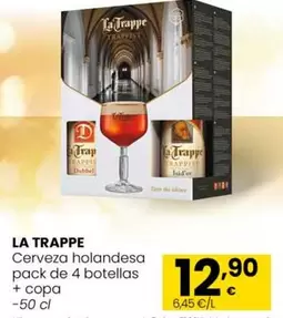 Oferta de La Trappe - Cerveza Holandesa Pack De 4 Botellas + Copa por 12,9€ en Eroski