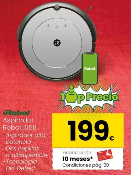 Oferta de Irobot - Robot Aspirador Alta Potencia por 199€ en Eroski