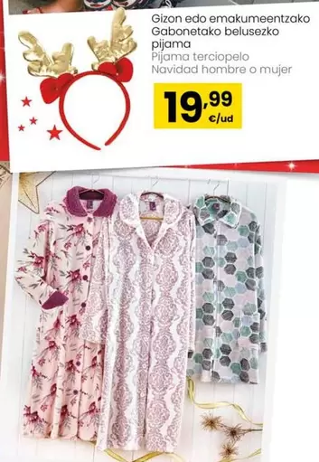 Oferta de Pijama Terciopelo Navidad Hombre O Mujer por 19,99€ en Eroski