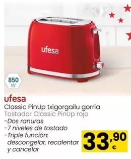 Oferta de Ufesa - Classic Pinup Txigorgailu Gorria por 33,9€ en Eroski