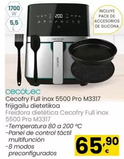 Oferta de Cecotec - Freidora Dietetica Cecofry Full Inox por 65,9€ en Eroski