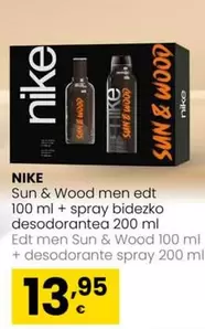 Oferta de Nike - Sun & Wood Men Edt + Spray Bidezko Desodorantea por 13,95€ en Eroski