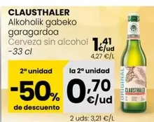 Oferta de Clausthaler - Cerveza Sin Alcohol por 1,41€ en Eroski