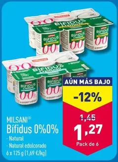 Oferta de Milsani - Bífidus 0%0% por 1,27€ en ALDI