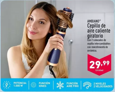 Oferta de Ambiano - Cepillo De Aire Caliente Giratorio por 29,99€ en ALDI