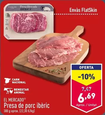 Oferta de El Mercado - Presa De Cerdo Iberico por 6,69€ en ALDI