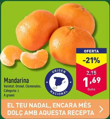 Oferta de Mandarina por 1,69€ en ALDI