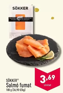 Oferta de Sökker - Salmon Ahumado por 3,69€ en ALDI