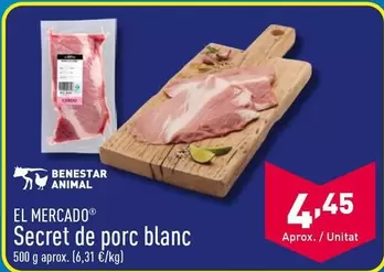 Oferta de El Mercado - Secreto De Cerdo Blanco por 4,45€ en ALDI