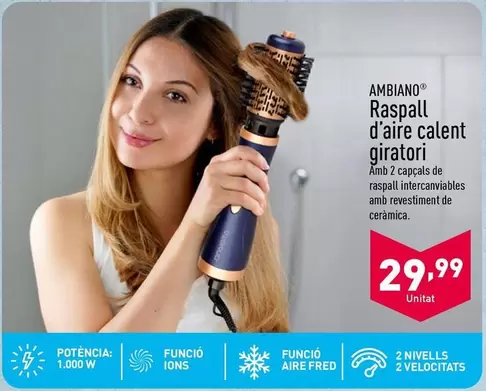 Oferta de Ambiano - Cepillo De Aire Caliente Giratorio por 29,99€ en ALDI