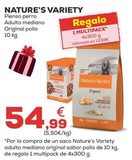 Oferta de Nature's Variety - Pienso Perro Adulto Mediano Original Pollo por 54,99€ en Kiwoko