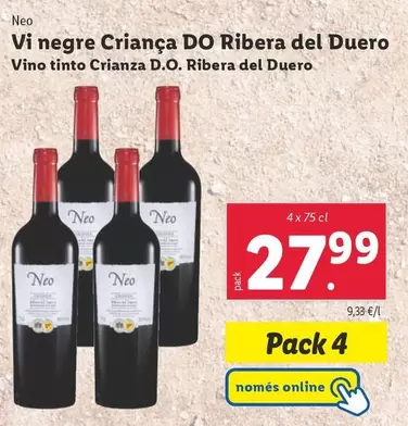 Oferta de Neo - Vino Tinto Crianza D.O. Ribera Del Duero por 27,99€ en Lidl