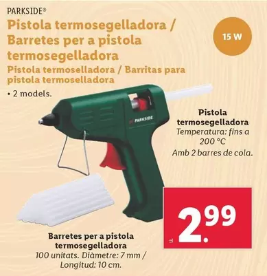 Oferta de Parkside - Pistola Termoselladora/Barritas Para Pistola Termoselladora por 2,99€ en Lidl