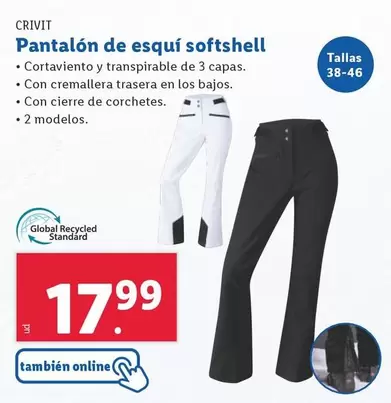 Oferta de Crivit - Pantalon De Esqui Softshell por 17,99€ en Lidl