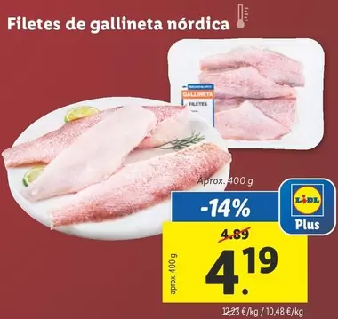 Oferta de Filetes De Gallineta Nordica por 4,19€ en Lidl