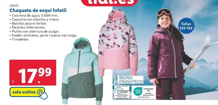 Oferta de Crivit - Chaqueta De Esqui Infati por 17,99€ en Lidl