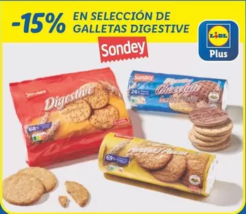 Oferta de Sondey - En Seleccion De Galletas Digestive en Lidl