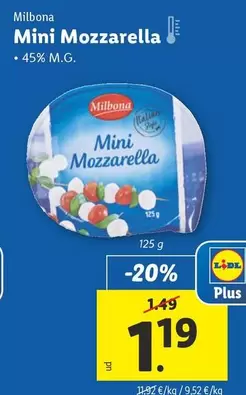 Oferta de Milbona - Mini Mozzarella por 1,19€ en Lidl