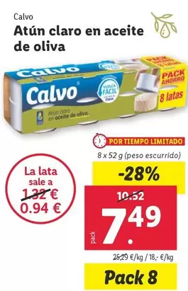 Oferta de Calvo - Atún Claro En Aceite De Oliva por 7,49€ en Lidl