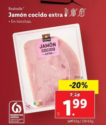 Oferta de Realvalle - Jamón Cocido Extra  por 1,99€ en Lidl