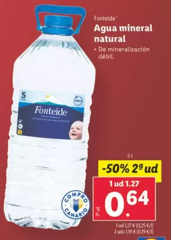 Oferta de Fonteide - Agua Mineral Natural por 1,27€ en Lidl