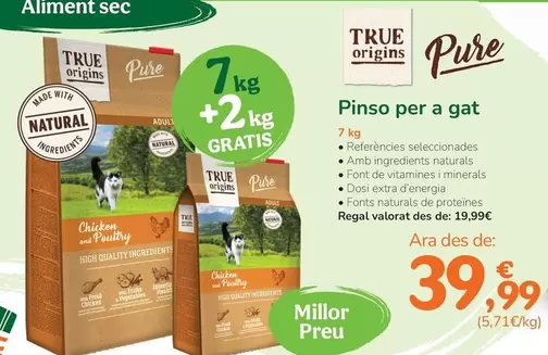 Oferta de True Origins - Pure Pienso Para Gato por 39,99€ en Tiendanimal