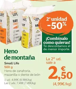 Oferta de Small Life - Heno De Montana por 4,99€ en Tiendanimal