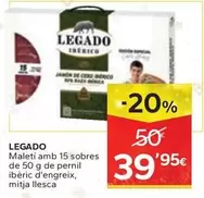 Oferta de Legado - Maleti Amb 15 Sobres De 50 G De Pernil Iberic D'Engreix, Mitja Llesca por 39,95€ en Caprabo