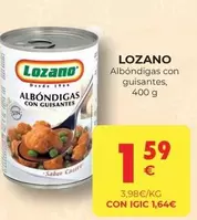 Oferta de Lozano - Albóndigas Con Guisantes por 1,59€ en CashDiplo