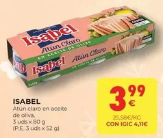 Oferta de Isabel - Atun Claro En Aceite De Oliva por 3,99€ en CashDiplo