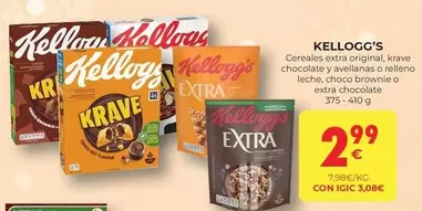 Oferta de Kellogg's - Cereales Extra Original, Krave Chocolate Yvellanas O Relleno Leche, Choco Broynie O Extra Chocolate por 2,99€ en CashDiplo