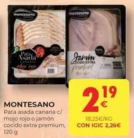 Oferta de Montesano - Pata Asada Canaria C/mojo Rojo O Jamon Cocido Extra Premium por 2,19€ en CashDiplo