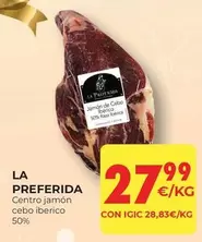 Oferta de Centro Jamón Cebo Iberico 50% por 27,99€ en CashDiplo