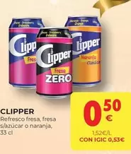 Oferta de Clipper - Refresco Fresa, Fresa S/azucar O Naranja por 0,5€ en CashDiplo