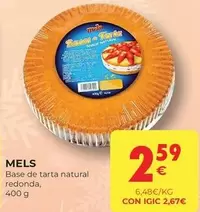 Oferta de MELS - Base De Tarta Natural Redonda por 2,59€ en CashDiplo