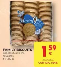 Oferta de Family Biscuits - Galletas Maria 0% Azucares por 1,59€ en CashDiplo