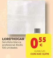 Oferta de Lord'Hogar - Servilleta Blanca Profesional por 0,55€ en CashDiplo